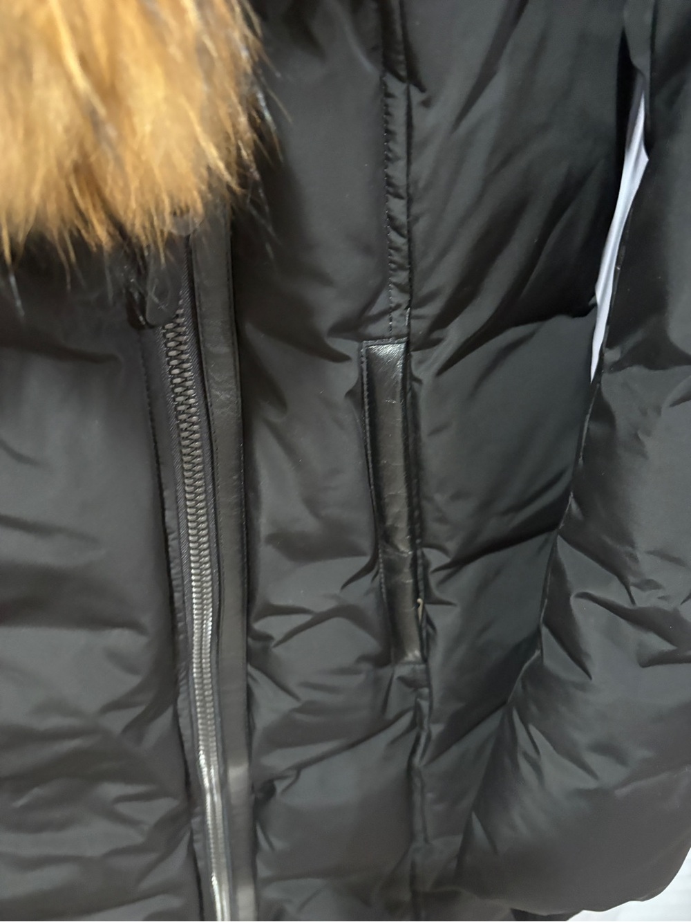 Mackage Black Puffer Coat with Golden Brown Faux Fur Trim - Picture 12 of 17